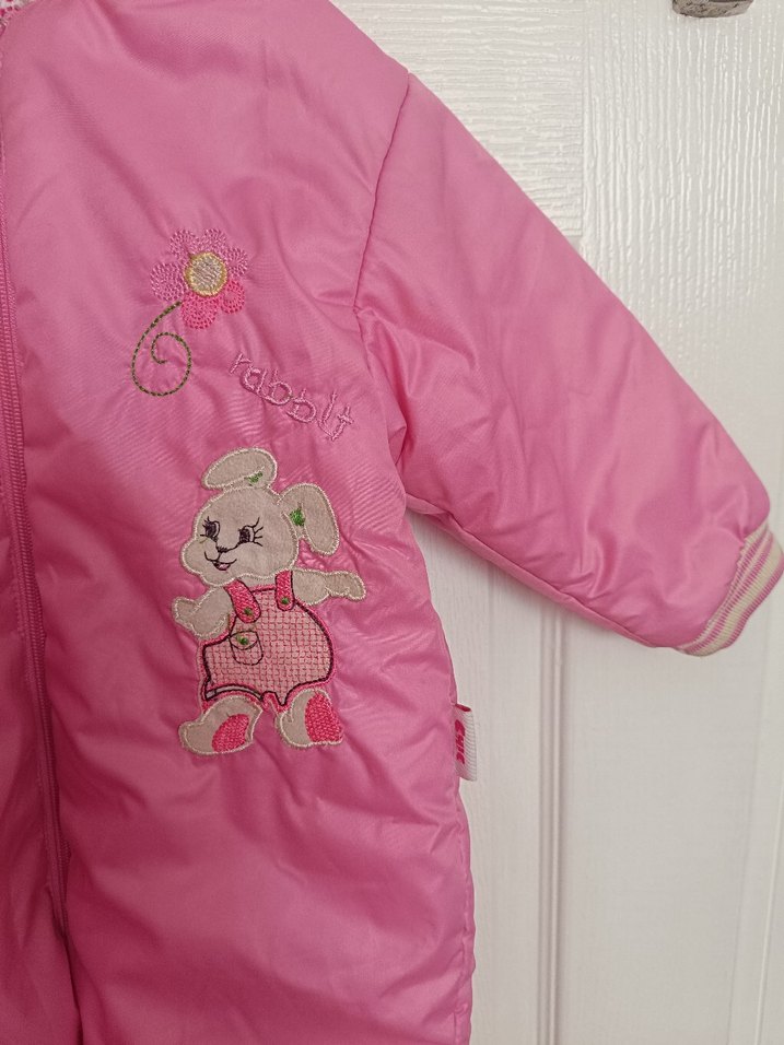 Pembe Nakışlı Kız Bebek Tulumu - Görsel 3