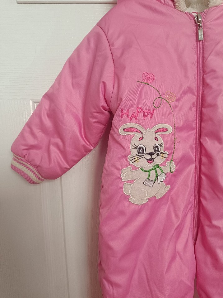 Pembe Nakışlı Kız Bebek Tulumu - Görsel 2