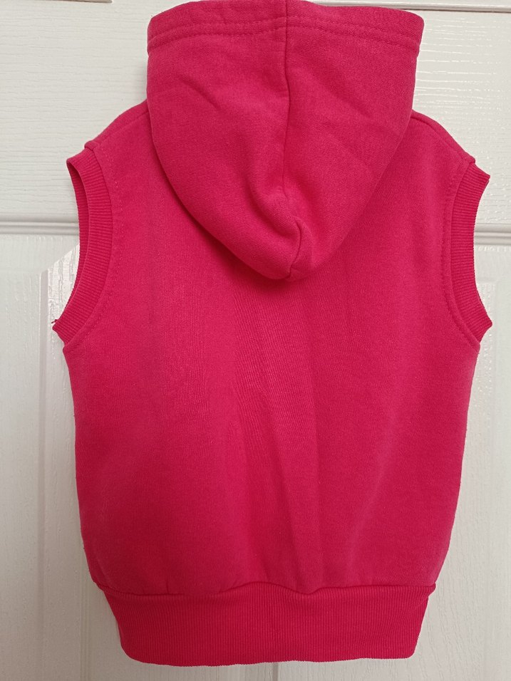 Kız Çocuk Kapüşonlu Fermuarlı Pembe Yelek - Görsel 2