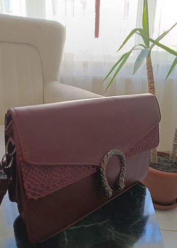 Bordo Deri Kadın Çanta - Modern Klasik - Görsel 2