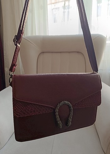 Bordo Deri Kadın Çanta - Modern Klasik - Görsel 3