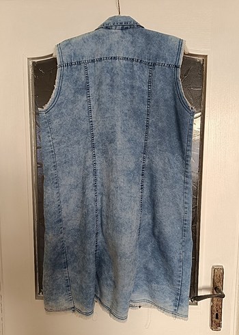 Kadın Mavi Kolsuz Denim Ceket - Görsel 2
