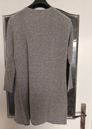 Gri Uzun Triko Kadın Hırka - Görsel 2