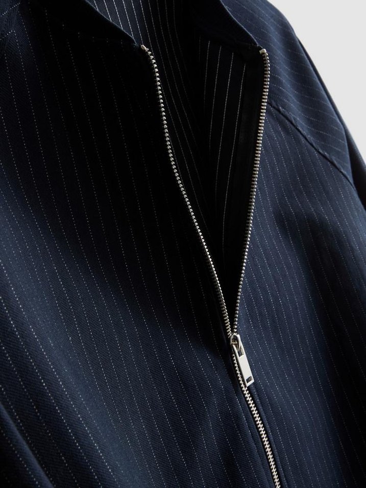 Pinstripe Zip-Up Bomber Jacket - Görsel 4