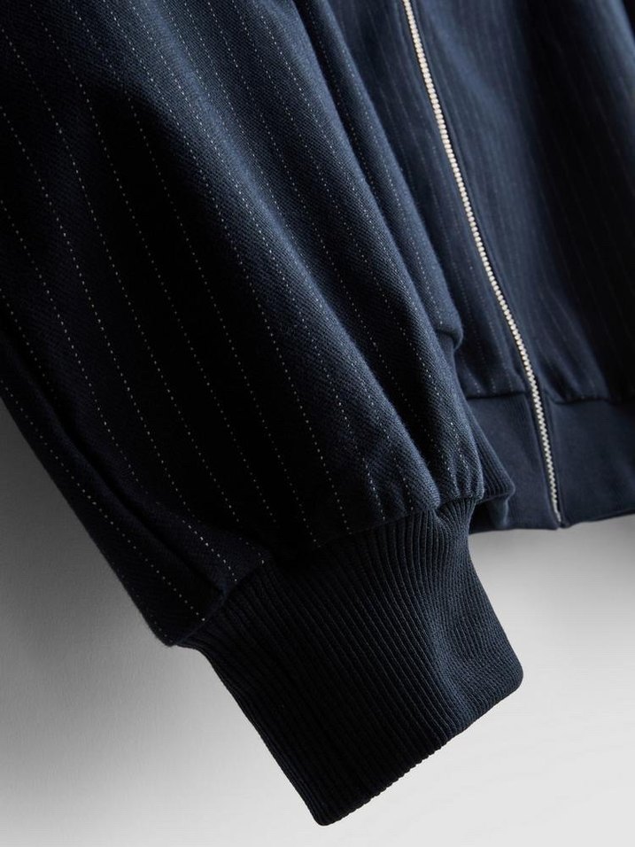 Pinstripe Zip-Up Bomber Jacket - Görsel 5