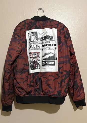 Kırmızi Kamuflajlı Erkek Bomber Ceket - Görsel 3