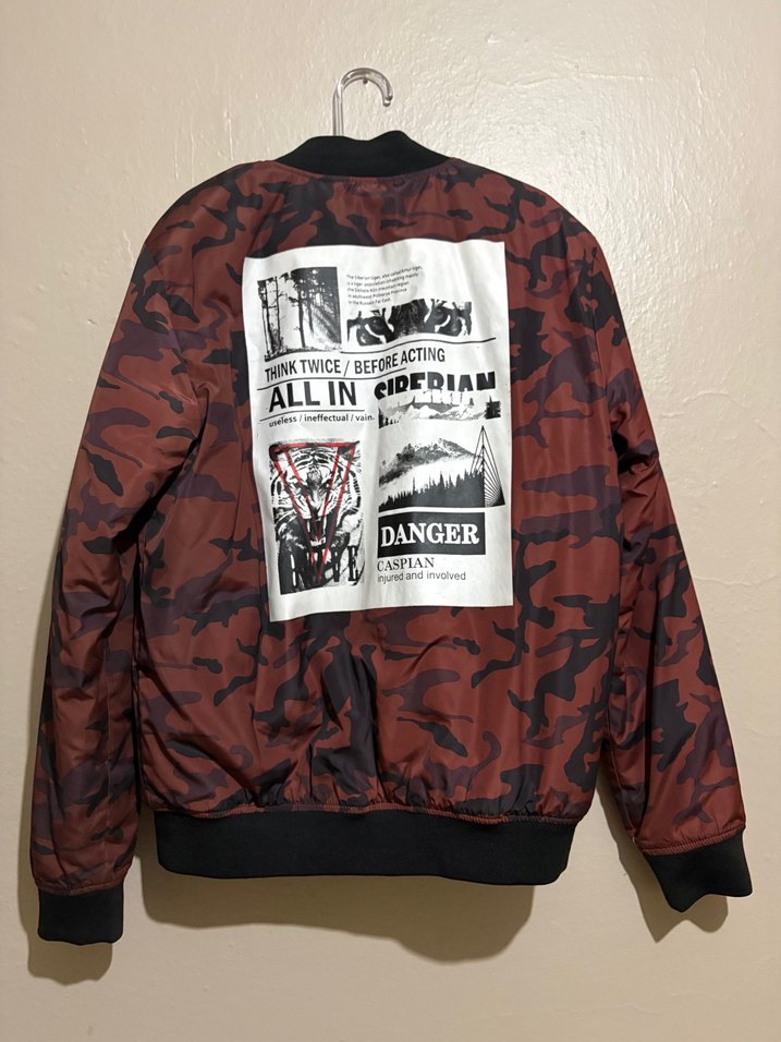 Kırmızi Kamuflajlı Erkek Bomber Ceket - Görsel 3