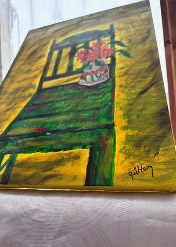 Karanlık Yeşil Sandalyeli Tablo - Görsel 3