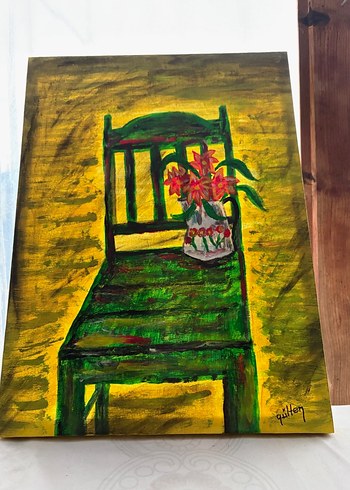 Karanlık Yeşil Sandalyeli Tablo - Görsel 2