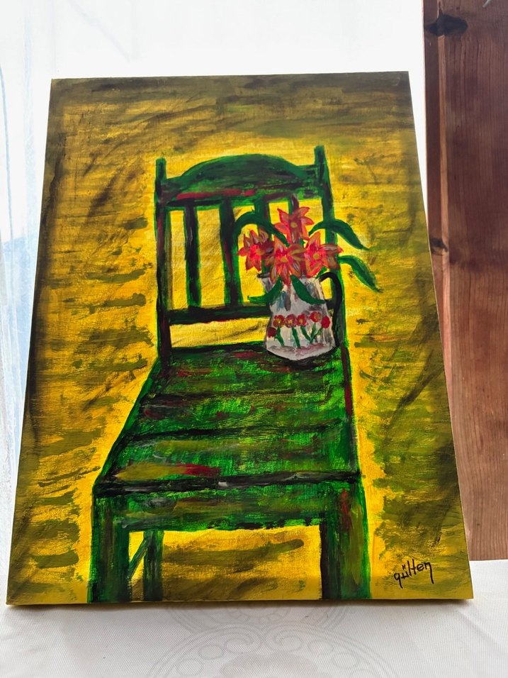 Karanlık Yeşil Sandalyeli Tablo - Görsel 2