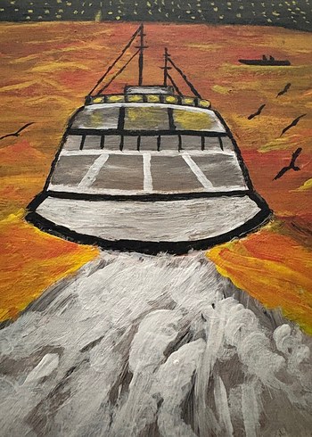 Altın Tonlarında Akşam Manzarası Tablosu - Görsel 4