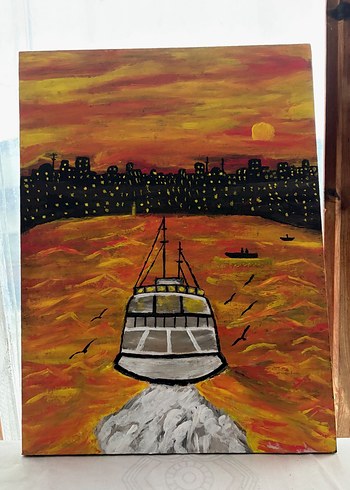 Altın Tonlarında Akşam Manzarası Tablosu - Görsel 2