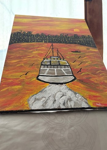 Altın Tonlarında Akşam Manzarası Tablosu - Görsel 3