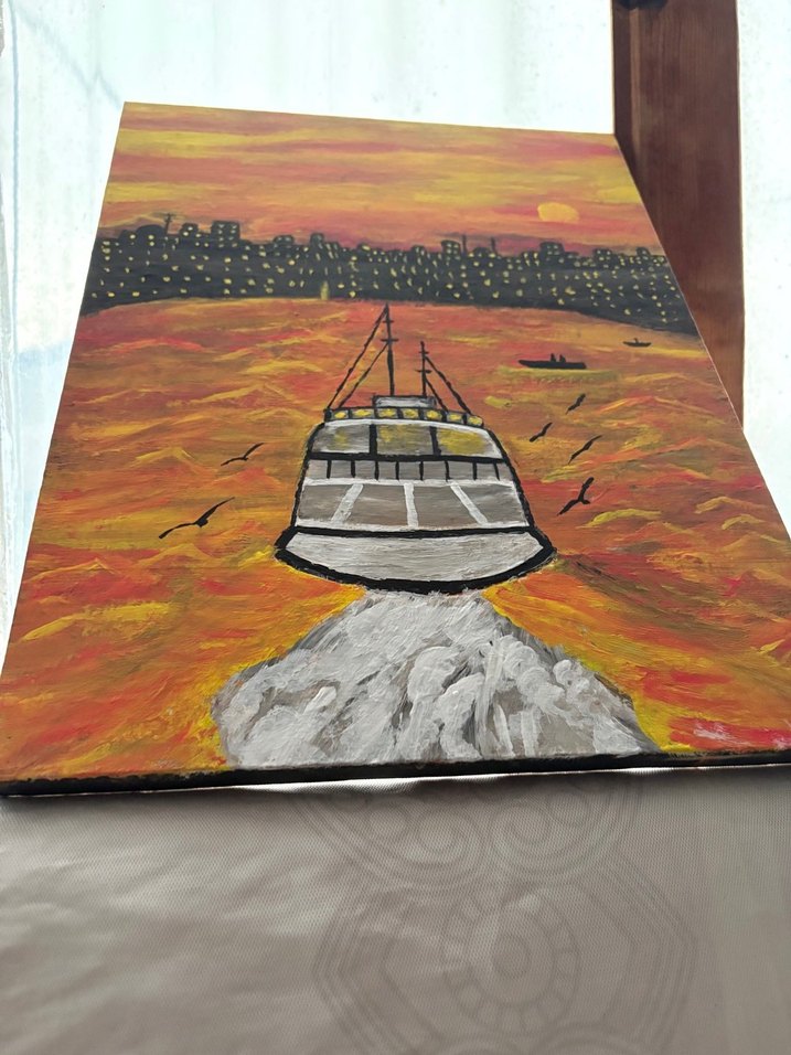 Altın Tonlarında Akşam Manzarası Tablosu - Görsel 3