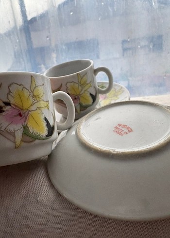 Çiçek Desenli Pastel Renkli Kahve Fincanı Seti - Görsel 4