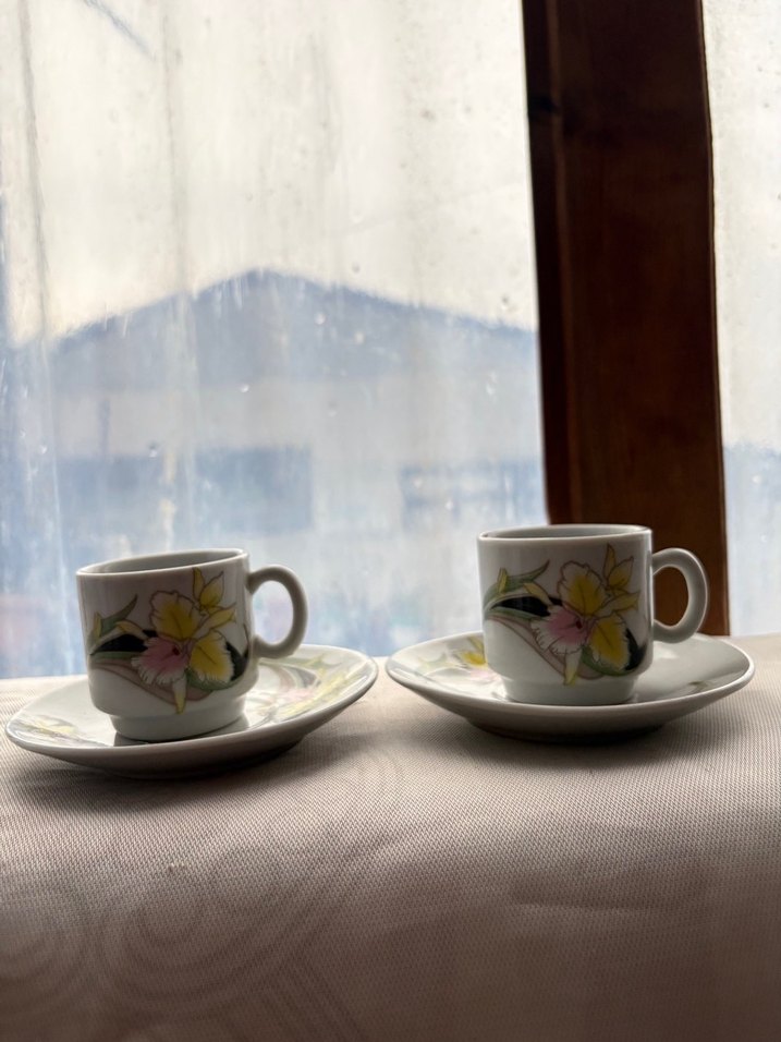 Çiçek Desenli Pastel Renkli Kahve Fincanı Seti - Görsel 2