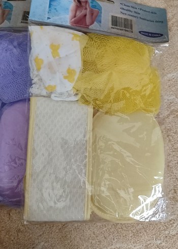 duş seti saç bonesi ,lif,kese ,sünger ile 4 parçadir - Görsel 2