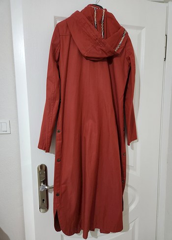 kiremit rengi uzun trençkot - Görsel 2