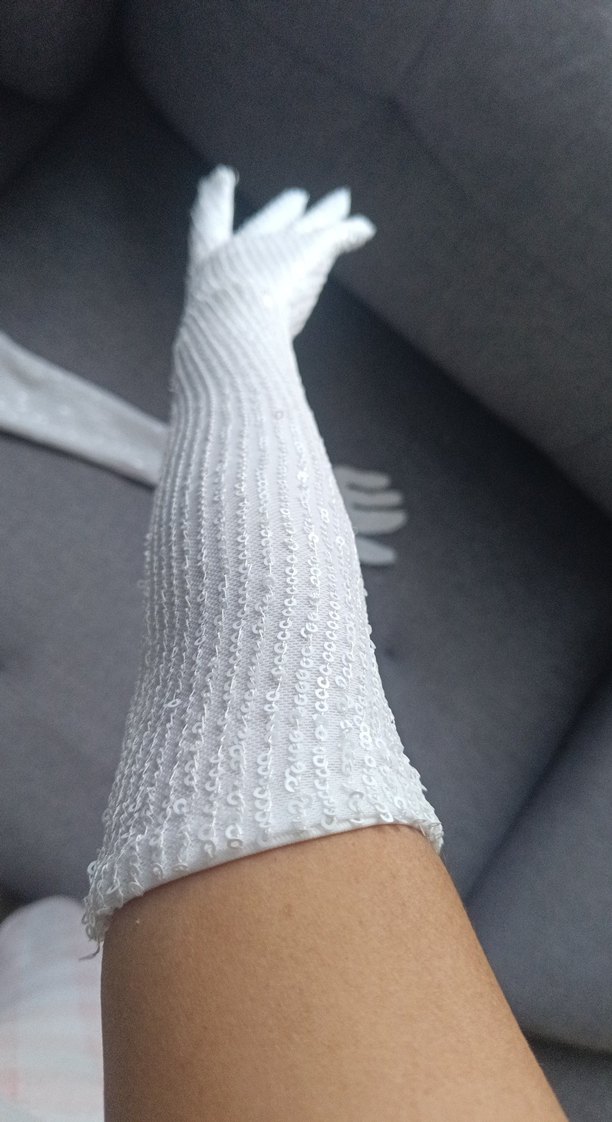 Beyaz payetli Kadın Eldiveni - Görsel 2