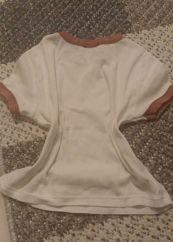 Bej Pamuklu Kısa Kollu crop - Görsel 2