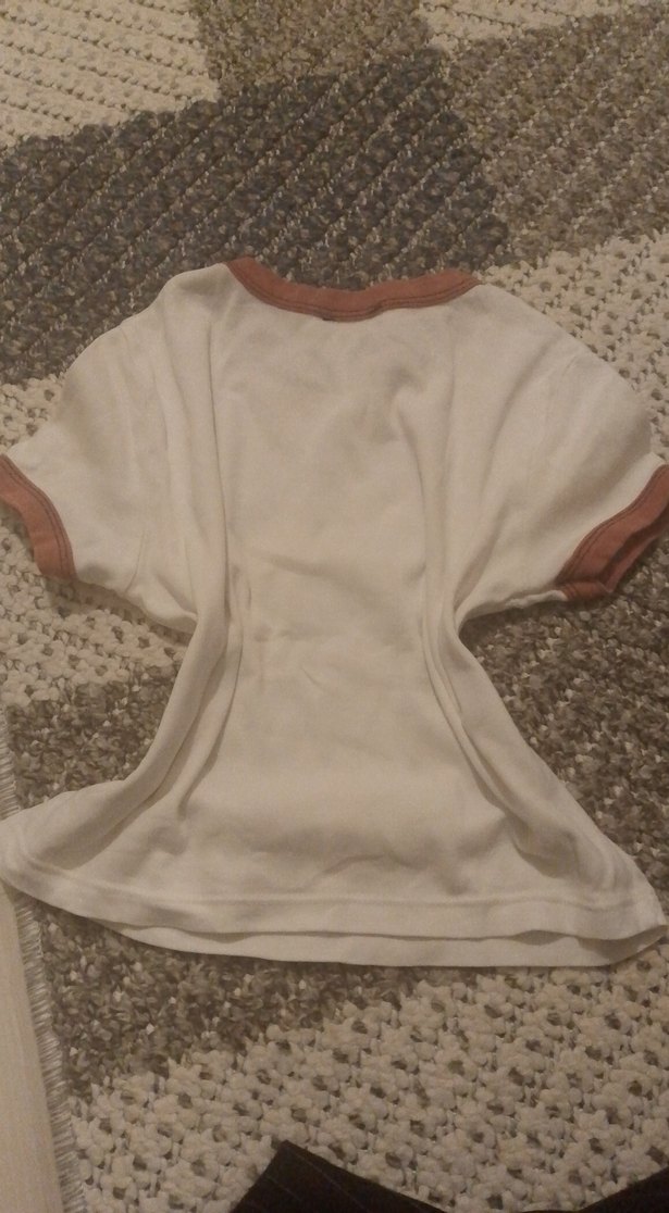 Bej Pamuklu Kısa Kollu crop - Görsel 2