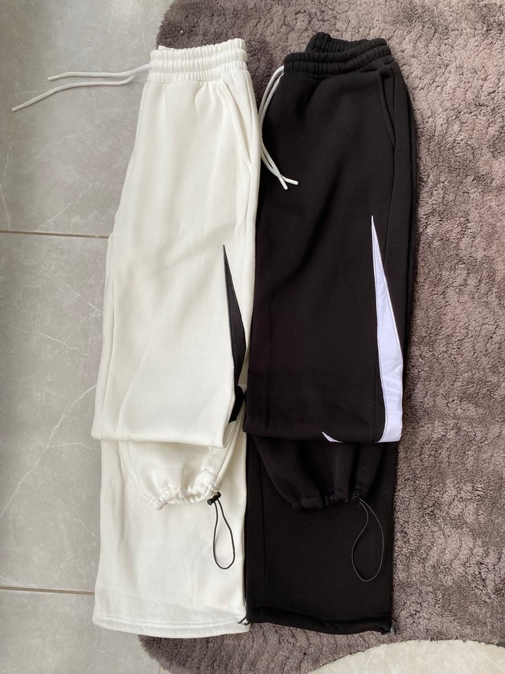 Beyaz Rahat Kesim Erkek Eşofman Altı - Görsel 2