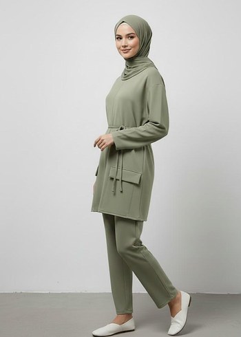 Kadın Haki Uzun Kol Normal Kesim Takım - Görsel 2