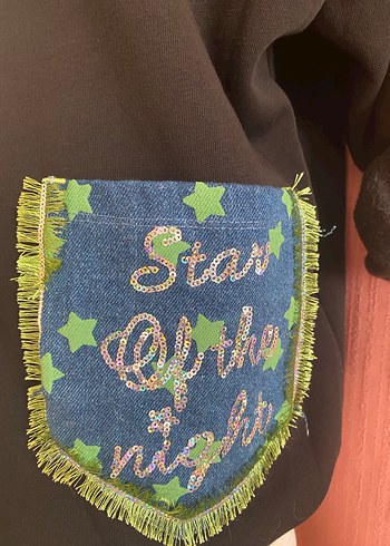 Nakışlı Kapüşonlu Kot Sweatshirt - Görsel 3