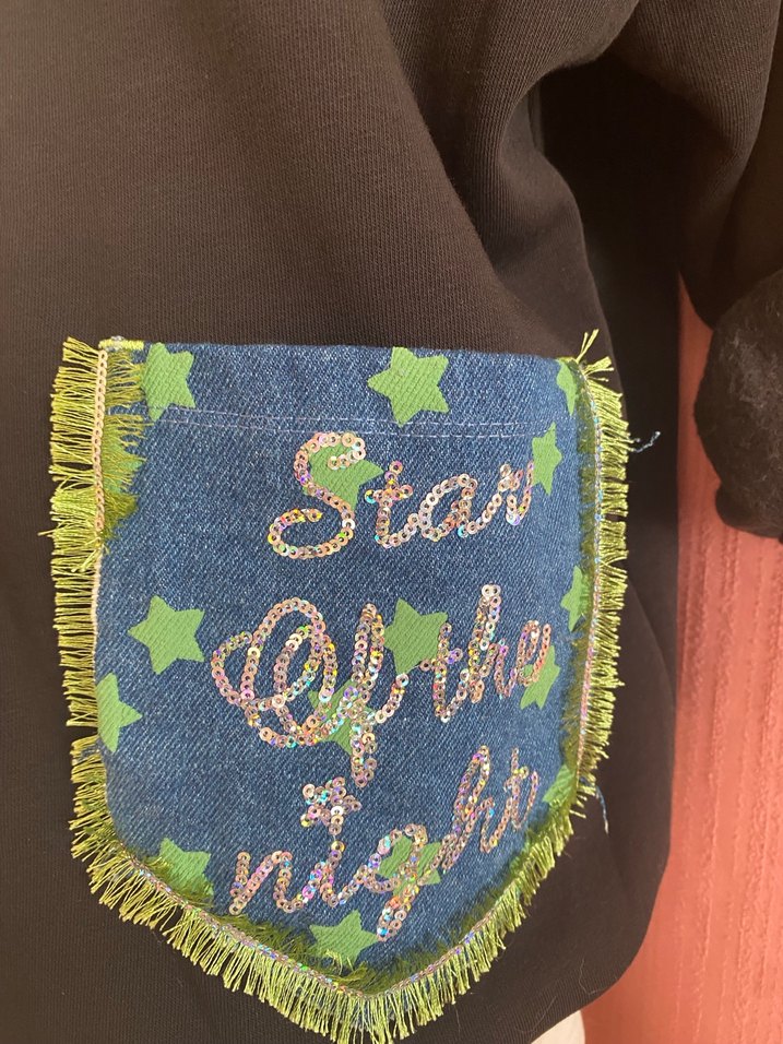 Nakışlı Kapüşonlu Kot Sweatshirt - Görsel 3