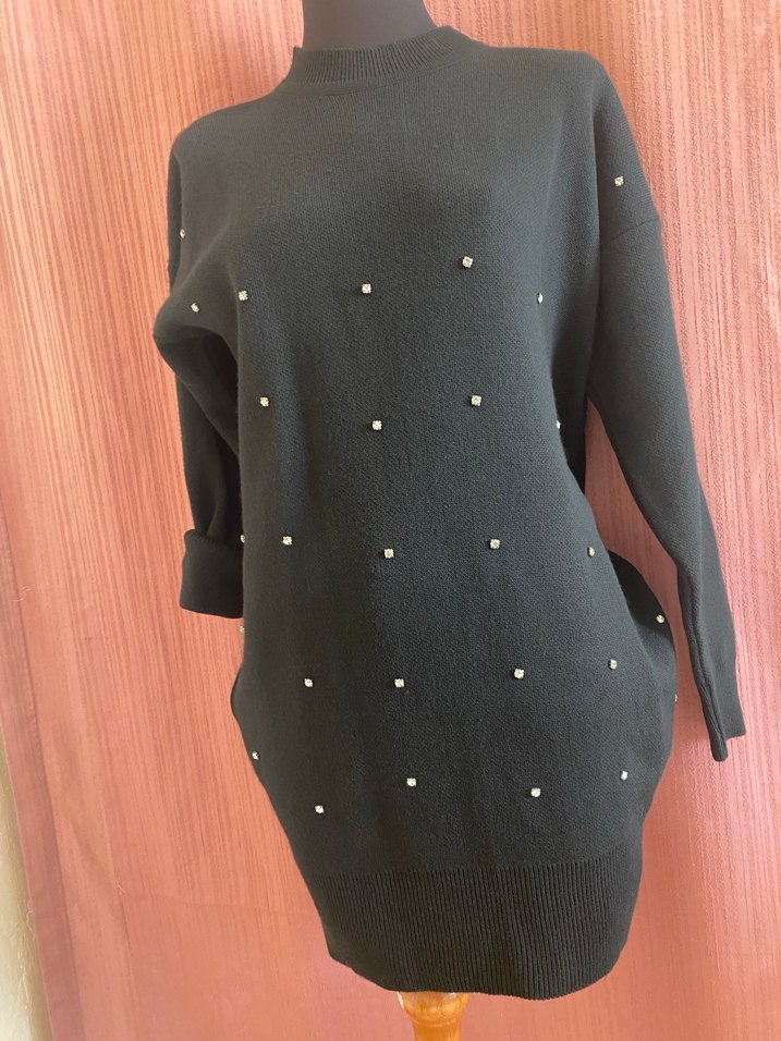 Boncuk Detaylı Siyah Uzun Kollu Tunik - Görsel 4