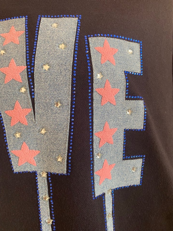 Kadın Siyah Payetli Denim Sweatshirt - Görsel 3