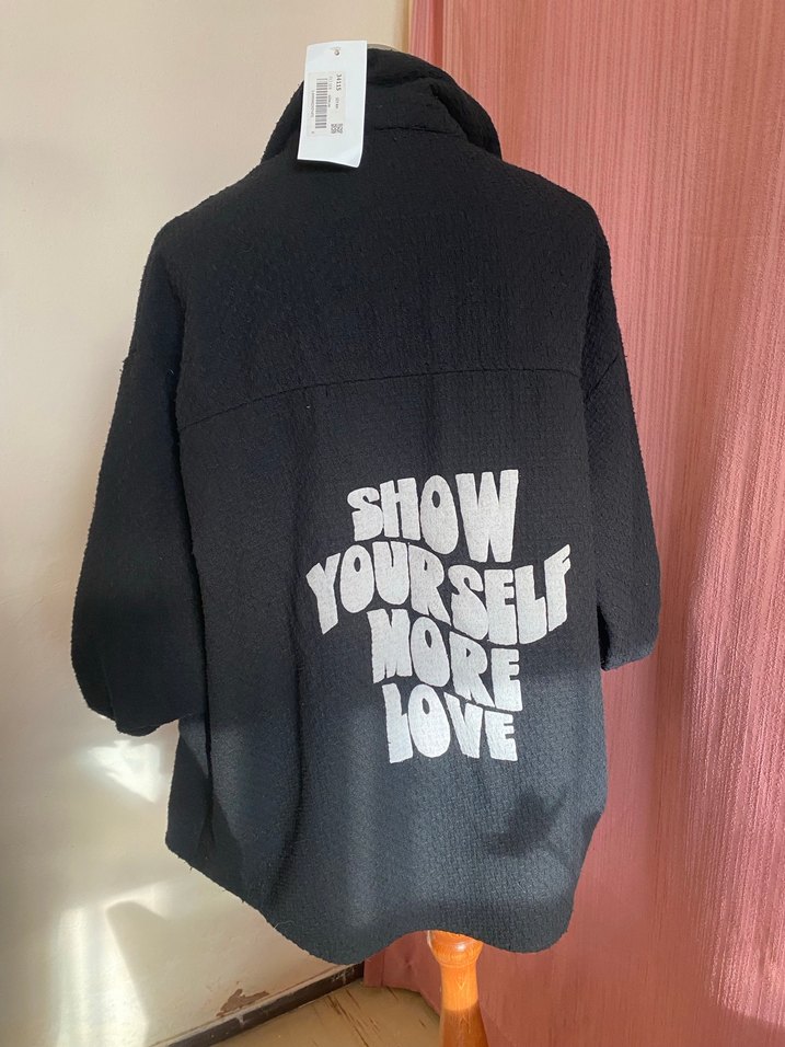 Siyah Düğmeli Rahat Kesim Kadın Ceket - Görsel 4