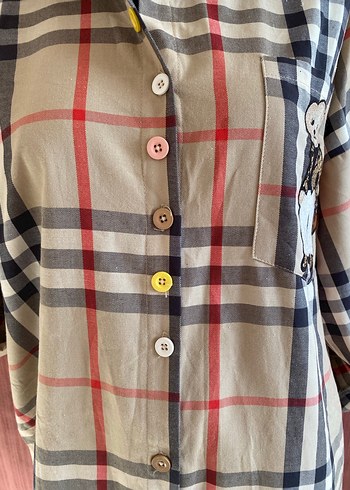 Düğmeli, Uzun Kollu Pamuklu Kadın Gömlek - Görsel 2