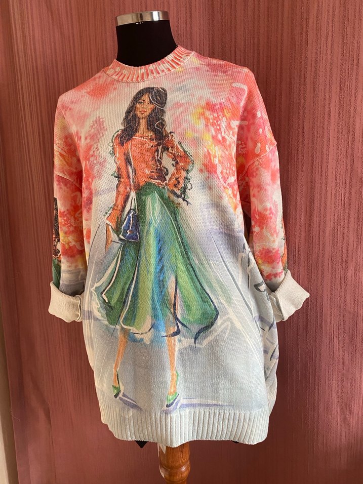 DİJİTAL BASKI TÜYLENMEZ KADIN TRİKO - Görsel 4