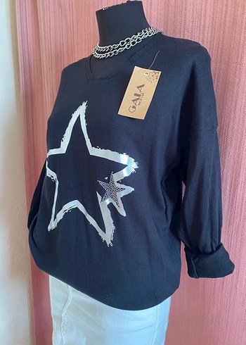 Siyah Pul Detaylı Kadın Triko - Görsel 2