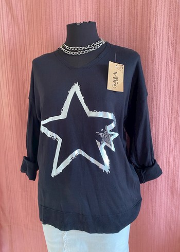 Siyah Pul Detaylı Kadın Triko - Görsel 4