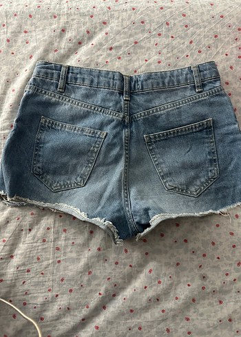 Mavi Yıpratma Detaylı Mini Kot Şort - Görsel 3