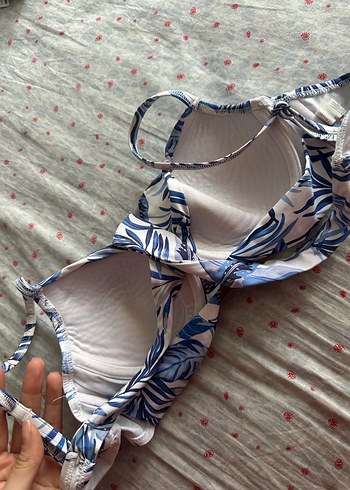 Mavi Yaprak Desenli Bohem Bikini Üstü penti - Görsel 3