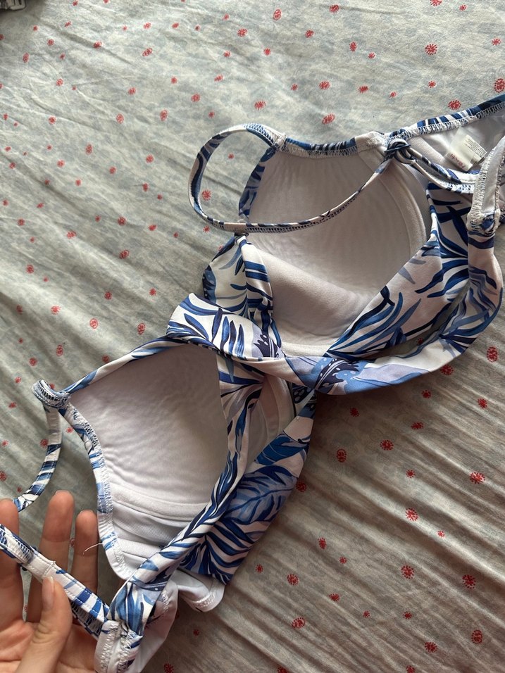 Mavi Yaprak Desenli Bohem Bikini Üstü penti - Görsel 3