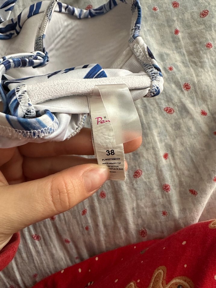 Mavi Yaprak Desenli Bohem Bikini Üstü penti - Görsel 4