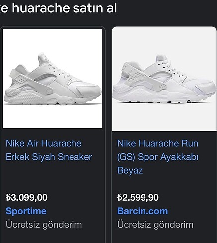 39 Beden beyaz Renk nike huarache
