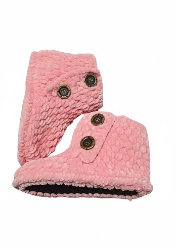 Kızlar için Pembe Örgü Sıcak Panduf - Görsel 5