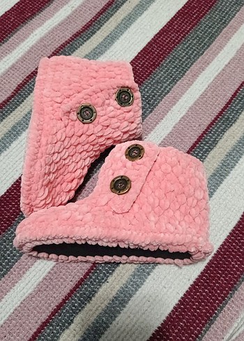 Kızlar için Pembe Örgü Sıcak Panduf - Görsel 6