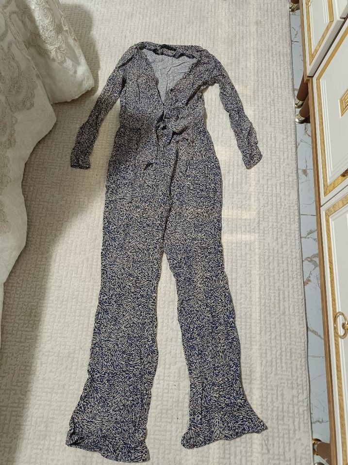 Bağlama Desenli Uzun Kollu  Tulum - Görsel 4