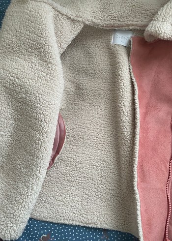 Pembe Süet Kadın Ceket, Kürklü, Midi Boy - Görsel 4