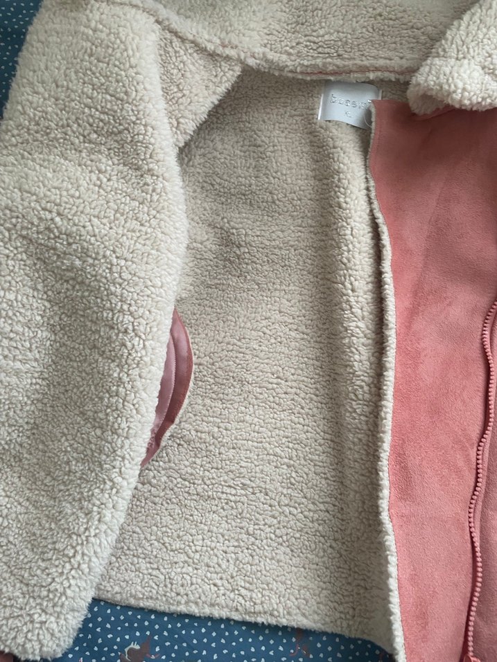 Pembe Süet Kadın Ceket, Kürklü, Midi Boy - Görsel 4