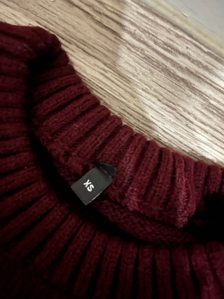 Bordo Örgü Kadın Yün Kazak - Görsel 2