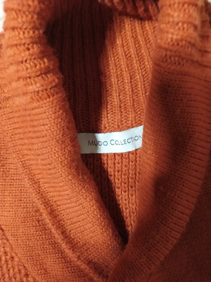 MUDO Kahverengi Boğazlı Örgü Kadın Kazak - Görsel 3
