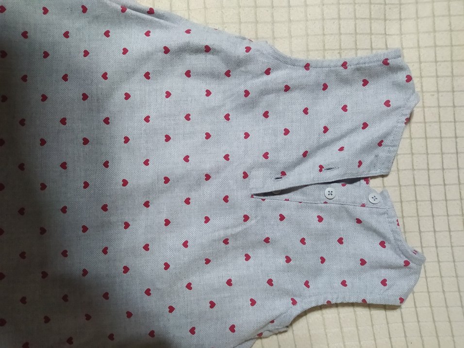 Kız Çocuk Gri Kalp Desenli   yakasız 0Yaka Elbise - Görsel 4