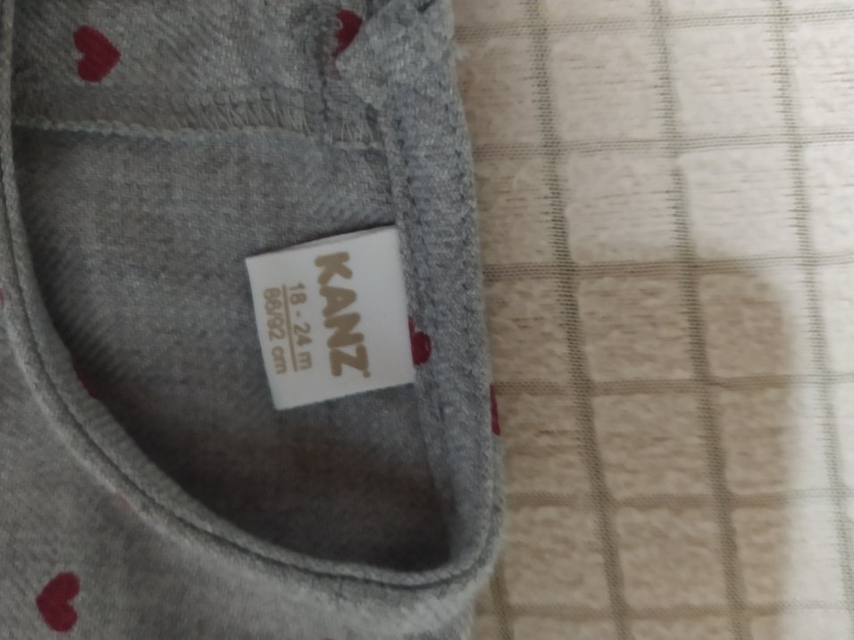 Kız Çocuk Gri Kalp Desenli   yakasız 0Yaka Elbise - Görsel 2